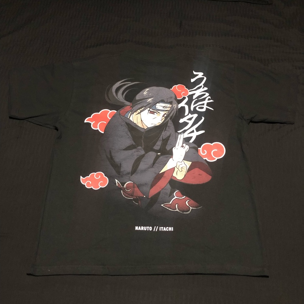 Naruto Shippuden Men's Itachi T-Shirt, Size Large, Black/Orange, Relaxed Fit